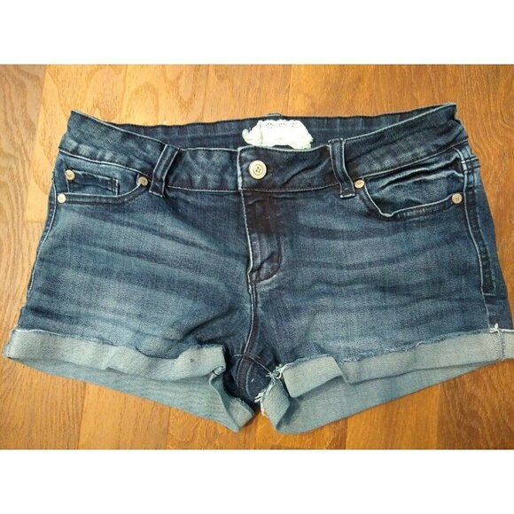 Altard State Denim Jean Shorts Sz 28 7 Dark Wash Cuffed Mid Rise Bootie Stretch - Picture 1 of 3